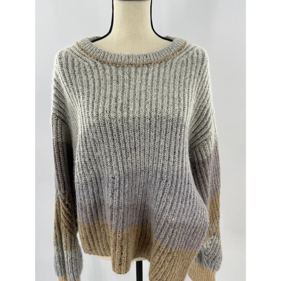 Jonathan Simkhai Allison Gray Green Asymmetrical Ombre Sweater Wool Alpaca M - Picture 1 of 9